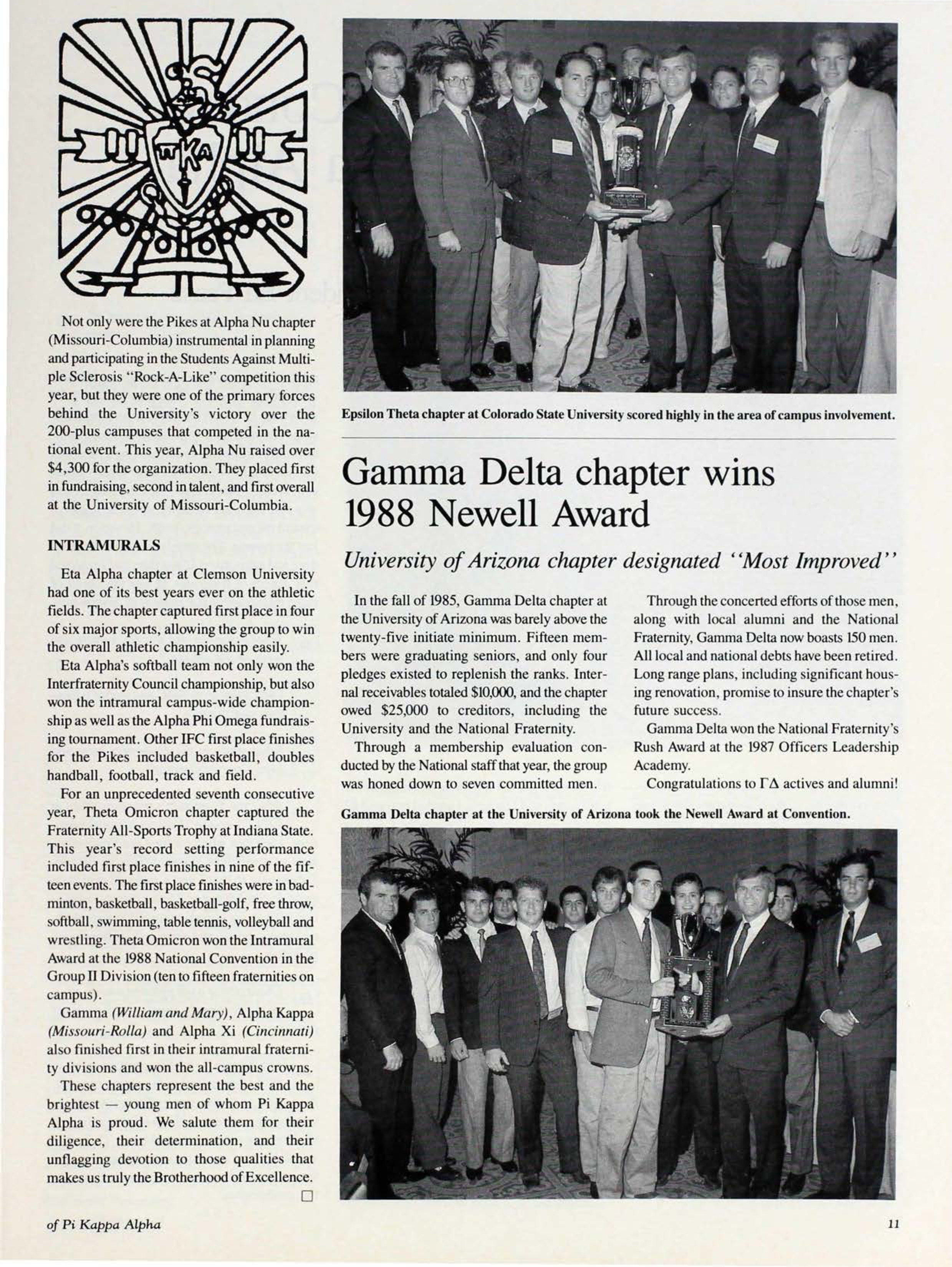 Gamma Delta Chapter Wins 1988 Newell Award